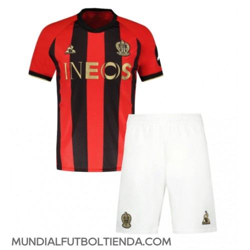 Camiseta OGC Nice Primera Equipación Replica 2024-25 para niños mangas cortas (+ Pantalones cortos)